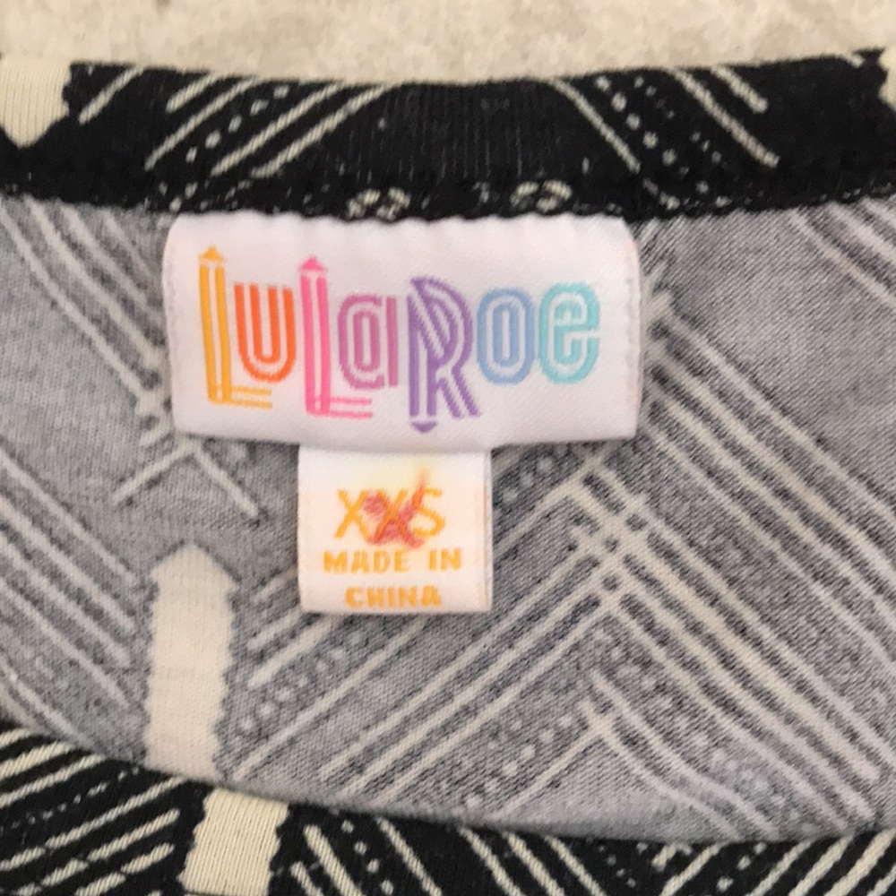 LulaRoe Dress Sz XXS Black Cream Julia Midi 00-0 - Picture 3 of 7